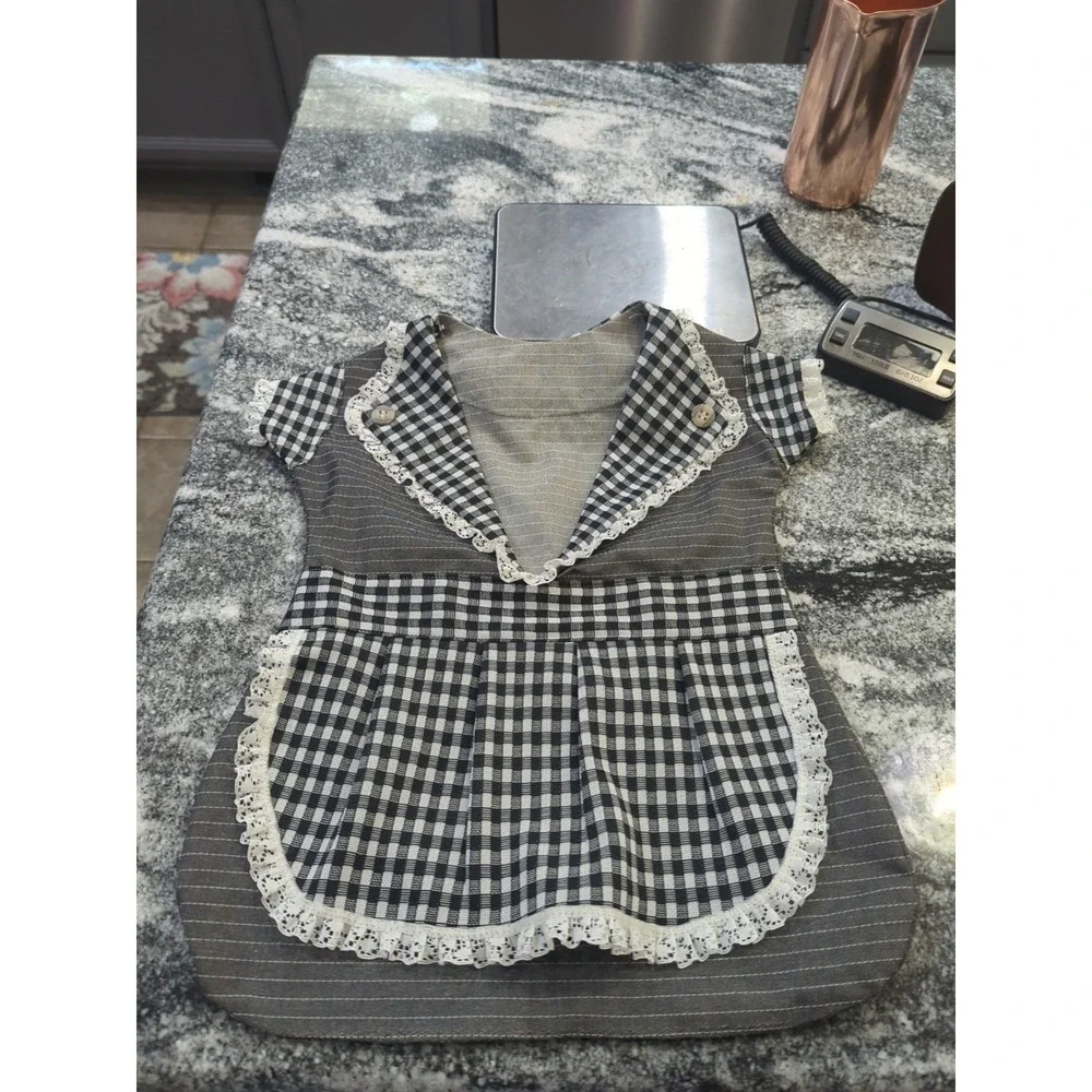 Vintage Handmade Child's Dress CLOTHES PIN BAG Holder Hanger Black White